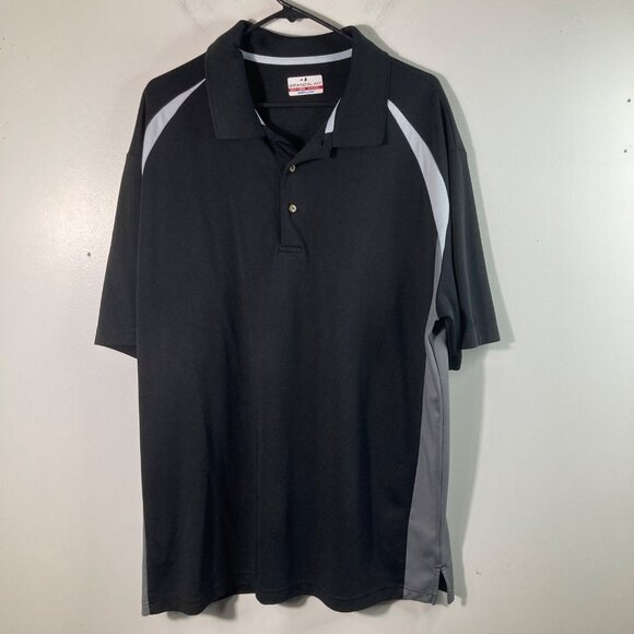 Mens Grand Slam Airflow Polo Shirt Black White Gray 2XLT Polyester - Picture 1 of 7